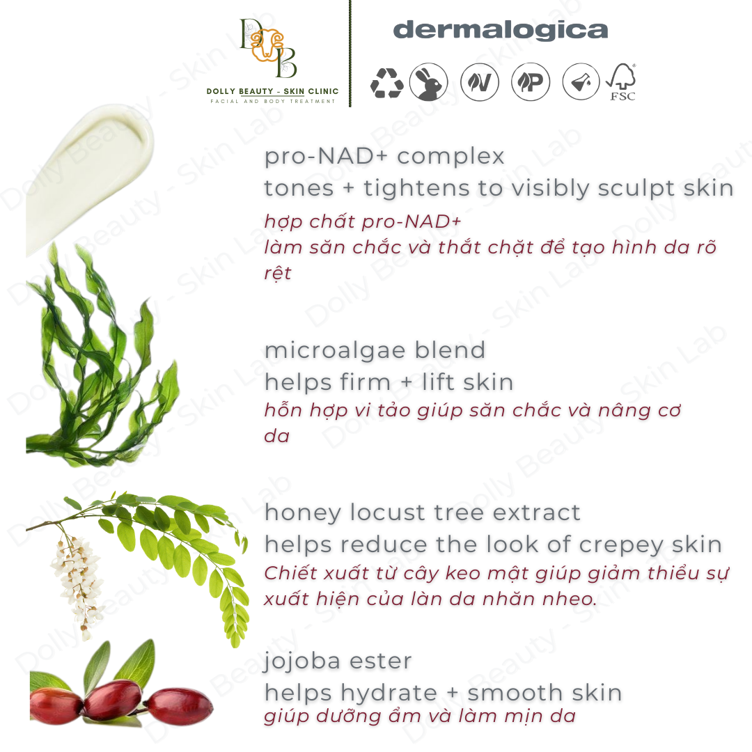 Tinh chất định hình body, giảm nếp nhăn, trẻ hoá Dynamic Skin Sculptor Body Serum siêu bóng loáng phù hợp với mọi loại da của Dermalogica