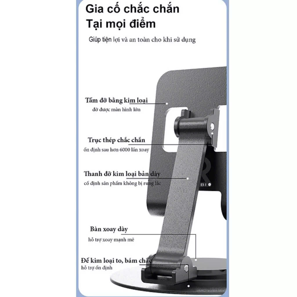 Giá đỡ điện thoại máy tính bảng , cho ipad kim loại siêu mỏng trục xoay 360° gấp gọn tiện dụng - Hàng nhập khẩu