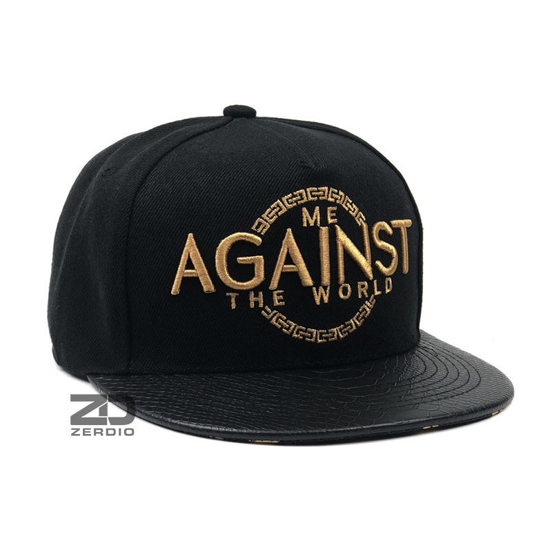 Mũ snapback hiphop, Nón nam đẹp Against màu đen lưỡi da cao cấp