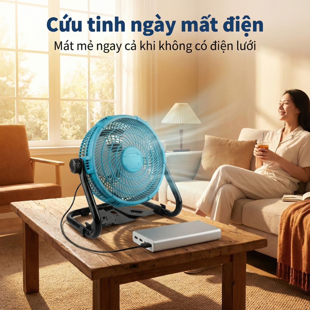 Quạt Để Bàn Tích Điện Kachi MK443 – Gió Turbo Mạnh Mẽ, Xoay 360 Độ, Thiết Kế Di Động Đa Năng - hàng chính hãng