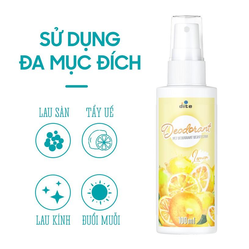 BÌNH XỊT KHỬ MÙI HÔI CHÓ MÈO, SÁT KHUẨN DEODORANT- 100ml - SÁT KHUẨN CHUỒNG, NỆM, CÁT, PHÂN, NƯỚC TIỂU