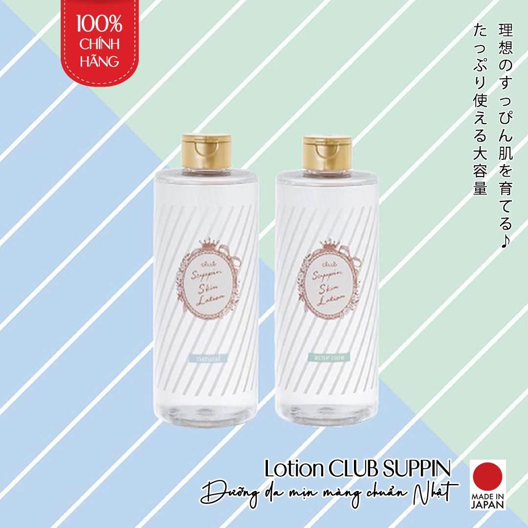 Nước Hoa Hồng Dưỡng Ẩm Nhật Bản Club Suppin Lotion Clear Toner 500ml, Cho Da Dầu, Tối Màu, Không Chứa: Dầu Khoáng, Paraben, Chất Tạo Màu