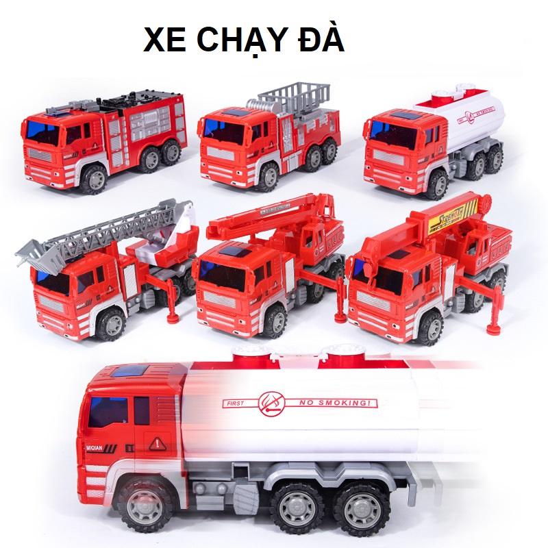 Xe cứu hỏa đồ chơi ô tô cho bé có nhạc đèn kèm dụng cụ 22 chi tiết có mũ, quà tặng sinh nhật cho bé