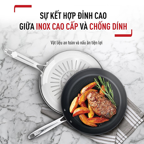 Chảo chiên Inox cao cấp Tefal Duetto Plus 24cm - Hàng chính hãng