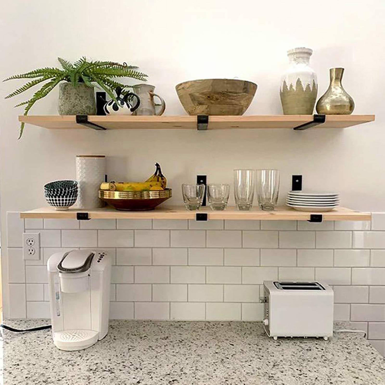 2x Shelf Bracket Rustic Metal with Screw Wall Mounted Heavy Duty 15cm