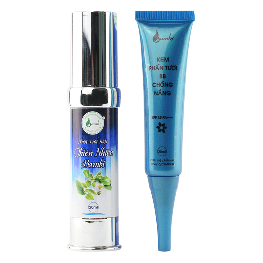 Combo Kem Phấn Tươi BB Chống Nắng Bambi (20ml) - Tặng Mẫu Thử Nước Rửa Mặt Thiên Nhiên Bambi (20ml)