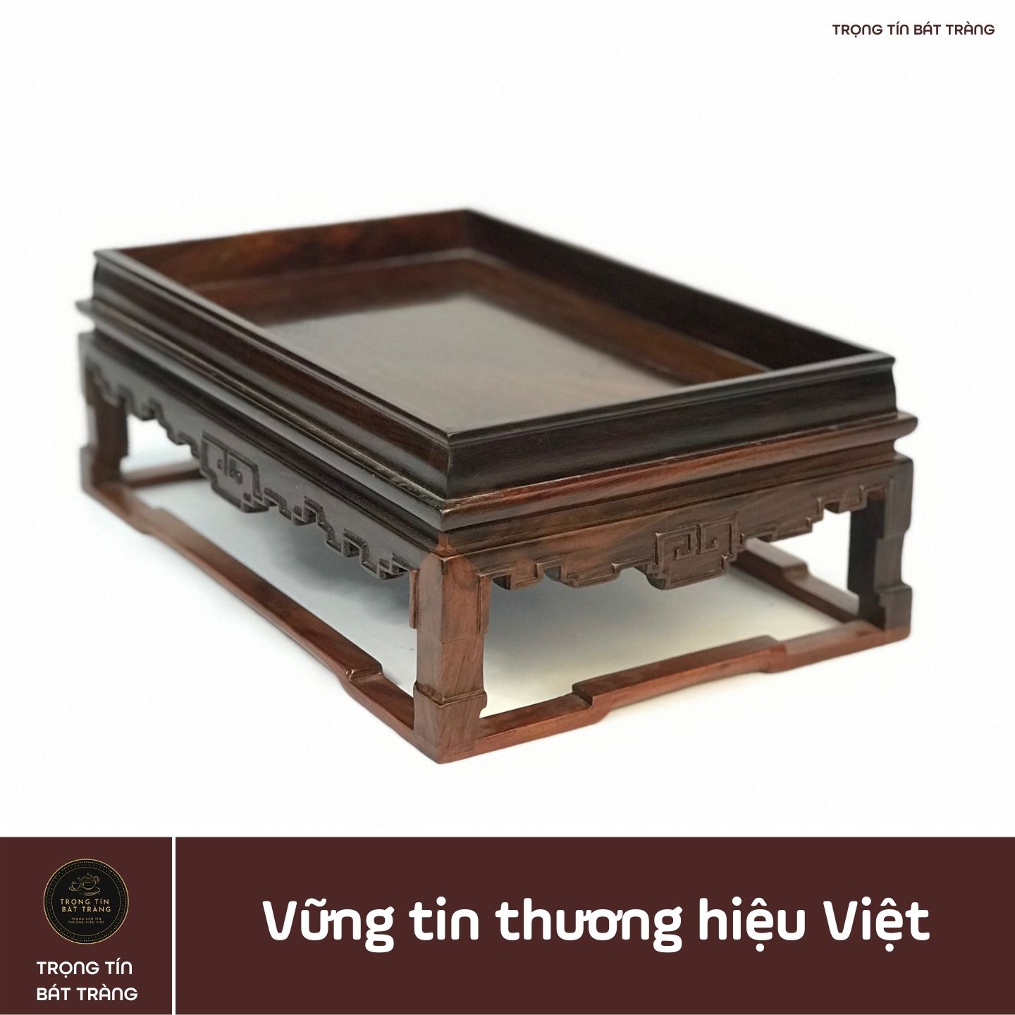 Khay Trà Gỗ Trắc Hình Chữ Nhật Kích Thước 29,5*19,5*10,5 cm KT 90