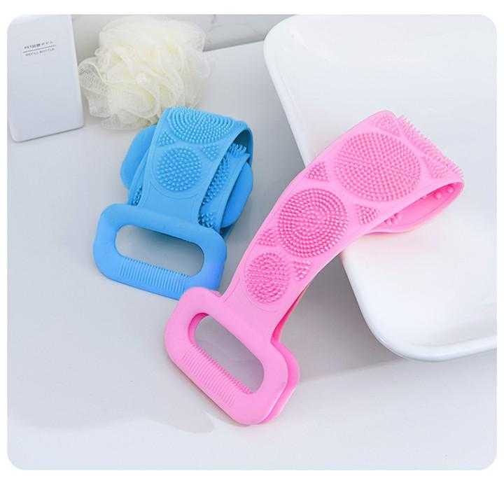 Dây Đai Chà cọ Lưng 2 Mặt Đa Năng bằng silicon kỳ cọ massage tẩy da chết khi tắm, giảm mụn lưng TT&GD