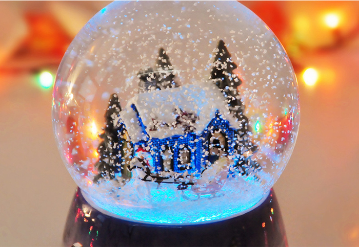 Hộp nhạc quả cầu tuyết giáng sinh kèm đế xoay tròn
