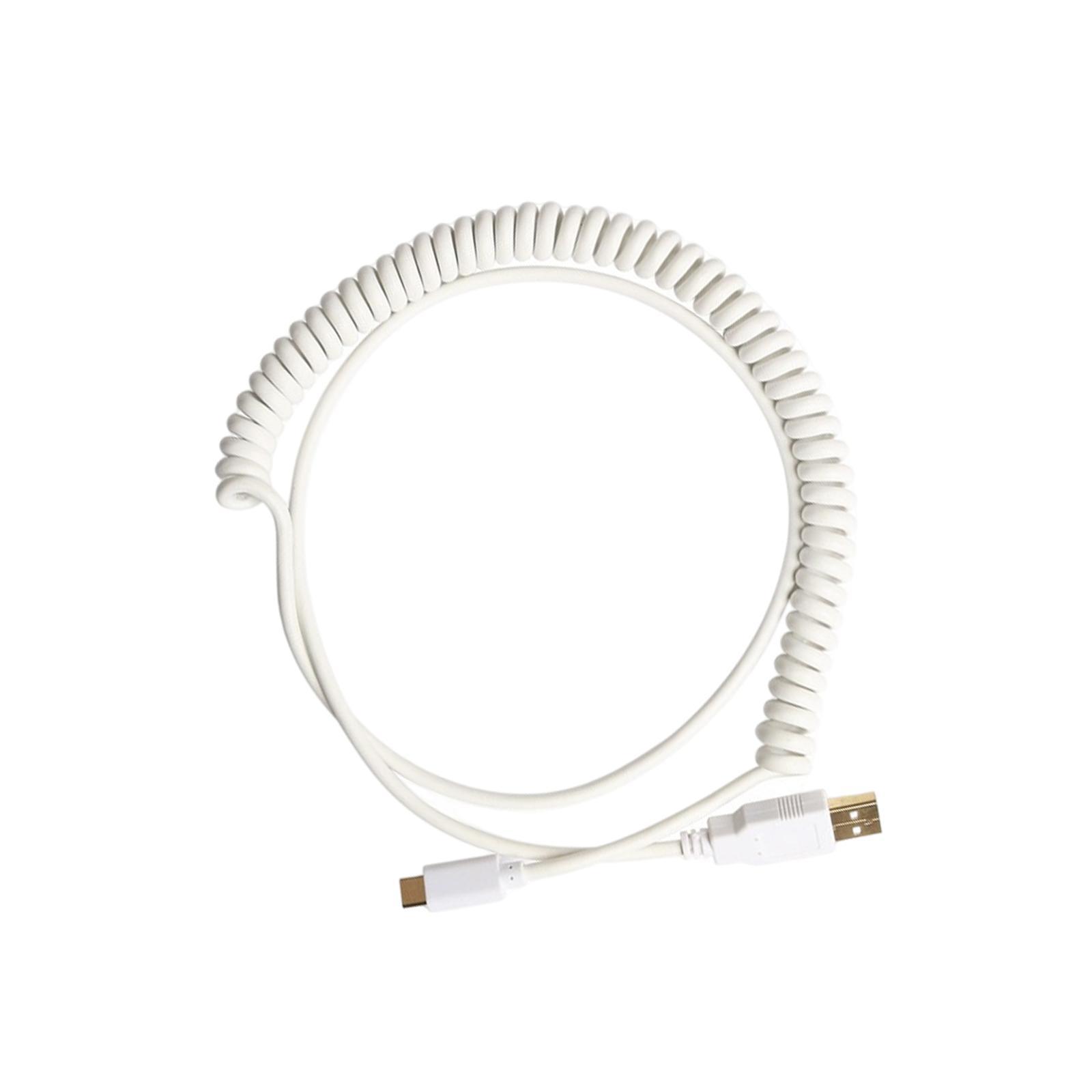 High Quality USB-C Type C Coiled Cable Cord for Mechanical Keyboard White
