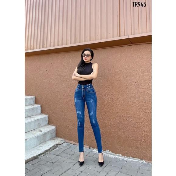 Quần Jeans Nữ, Quần bò nữ lưng siêu cao 3 nút co giãn thời trang Đẹp Store 257
