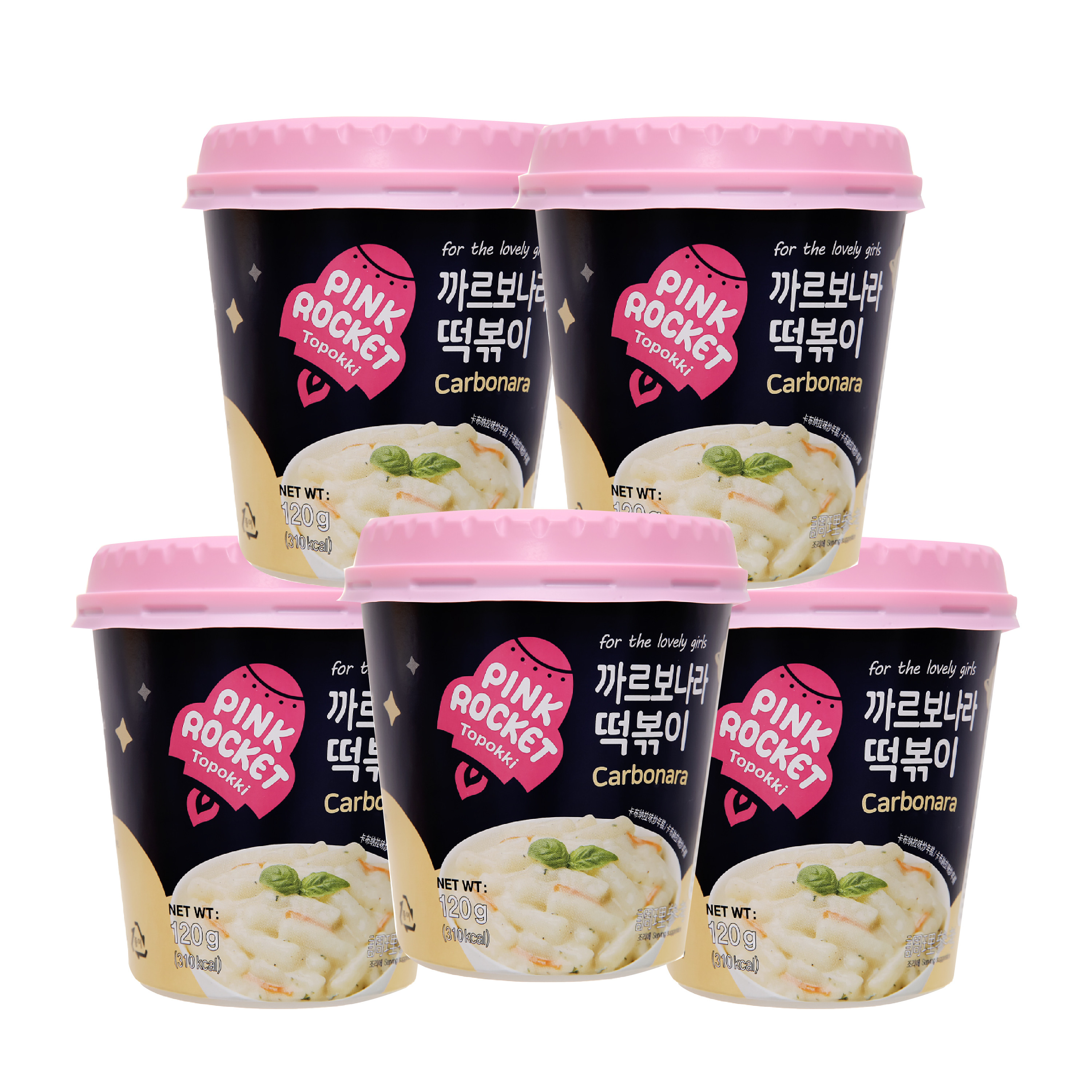 5 hộp Bánh gạo Topokki Pink Rocket vị Phomai x 120g/hộp