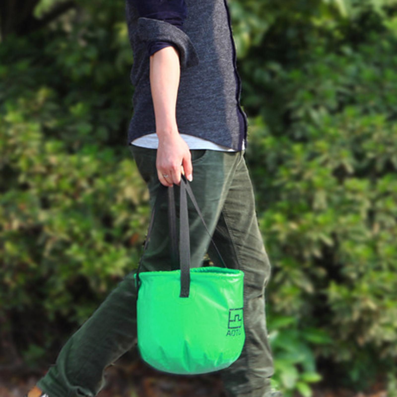 Portable Collapsible Bucket Folding Multifunctional Wash Basin for Camping Green