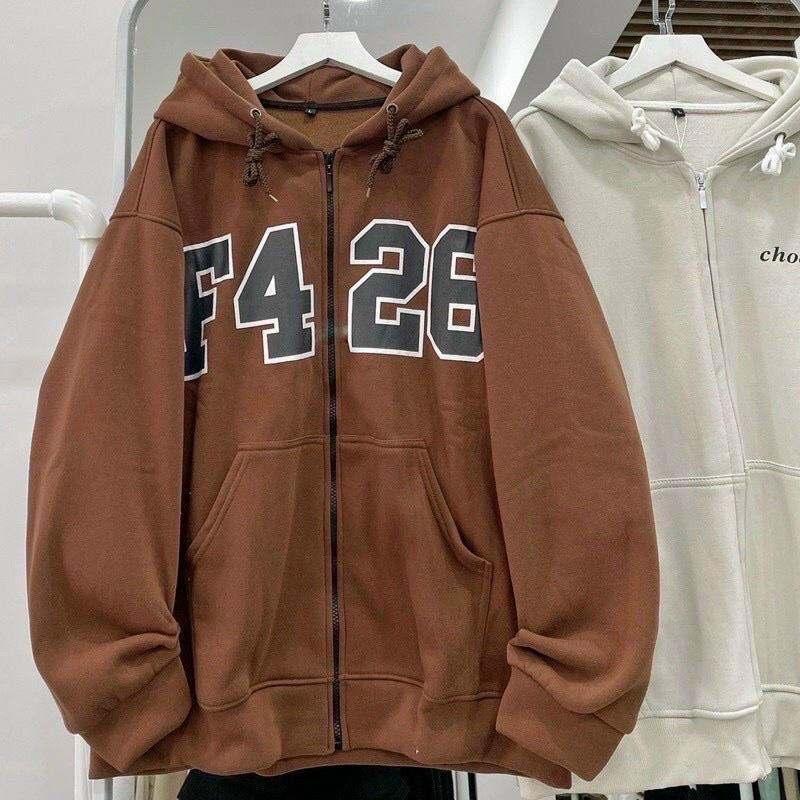 Áo khoác nỉ bông F426 hoodie zip unisex nam nữ