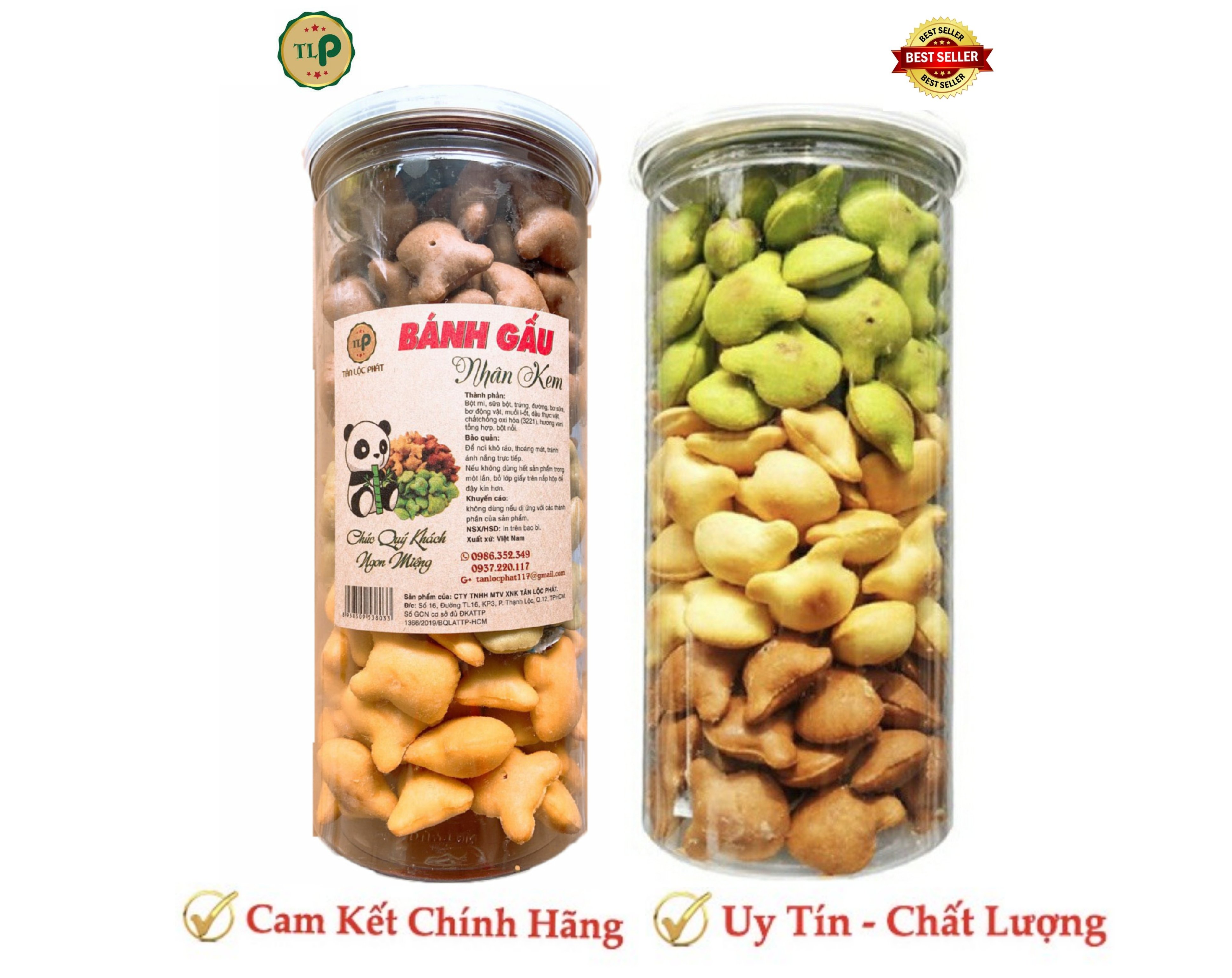 BÁNH GẤU NHÂN KEM MIX 3 VỊ TÂN LỘC PHÁT COMBO 1KG - MỖI HŨ 500G