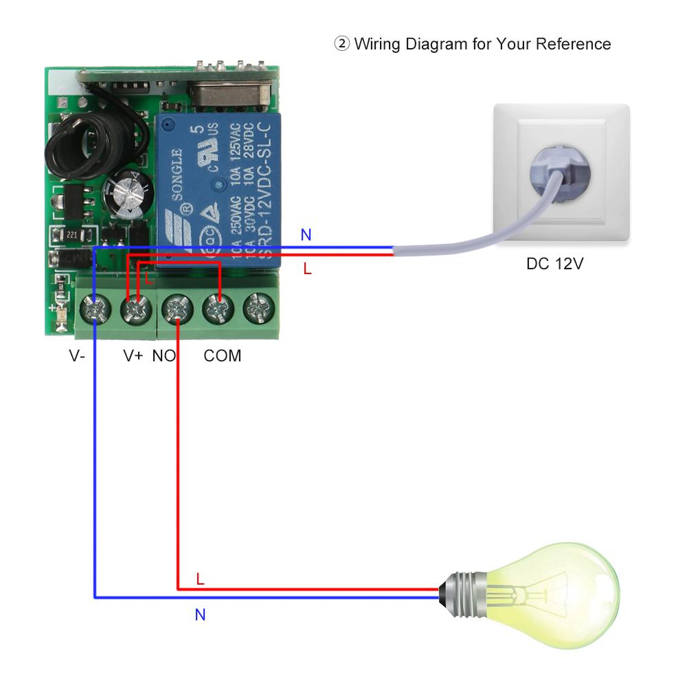 Smart Home 433Mhz DC 12V 1CH Wireless Remote Switch Relay Receiver Transmitter Universal Remote Control Switch Module and RF Transmitter Remote Controls 1527