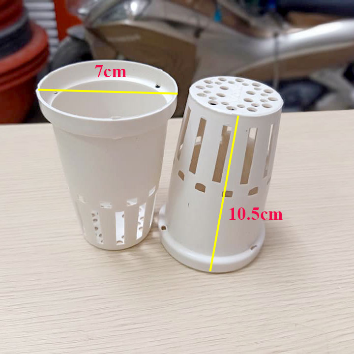 20 Rọ Nhựa Thủy Canh Trồng Loại To 70mm Cao 105mm Dùng mũi khoang 60mm