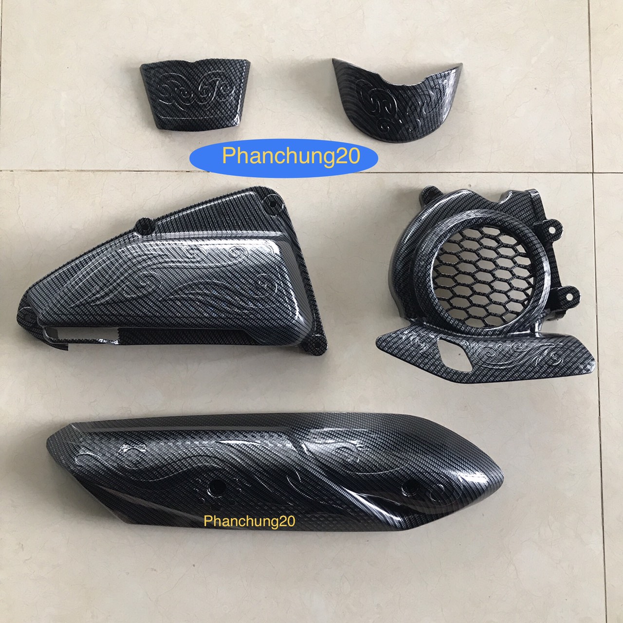 COMBO BỘ ỐP PHỤ KIỆN TRANG TRÍ DÙNG CHO XE VISION 2021 2022 2023 CACBON