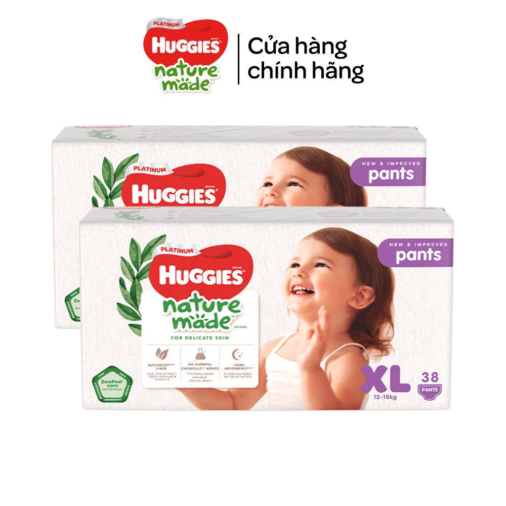 Combo 2 Tã/Bỉm quần Huggies Platinum NatureMade M58/L44/XL38/XXL26