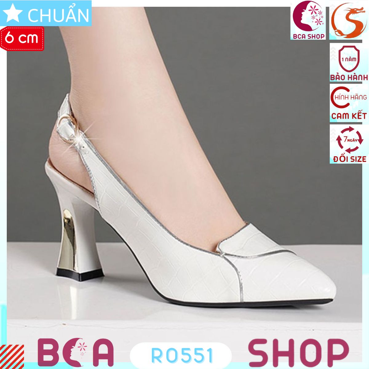 Giày cao gót nữ công sở 6p RO551 ROSATA tại BCASHOP mũi nhọn, gót vuông cách điệu, quai sai nhìn lạ mắt và thời trang