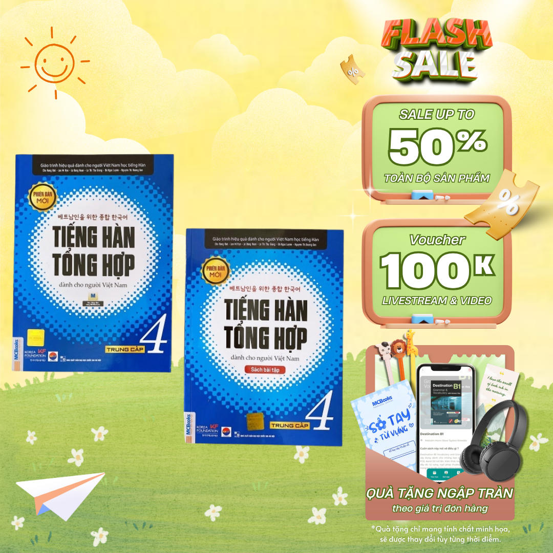 Sách - Combo Giáo trình Tiếng Hàn Tổng hợp Trung cấp 4 ( giáo trình + bài tập) - Bản Đen trắng Mcbooks