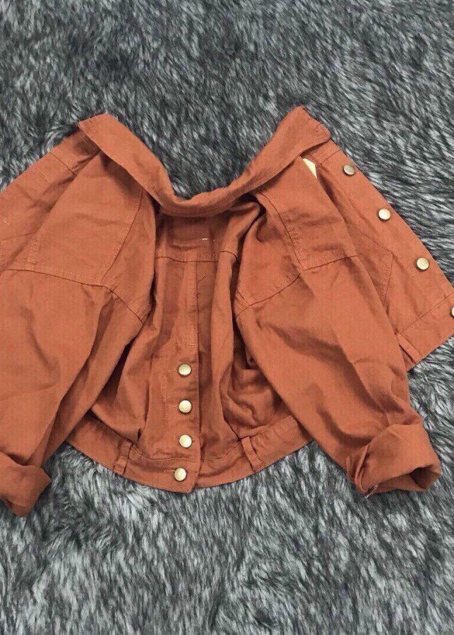 Áo kaki jean nữ croptop - Cam -B3