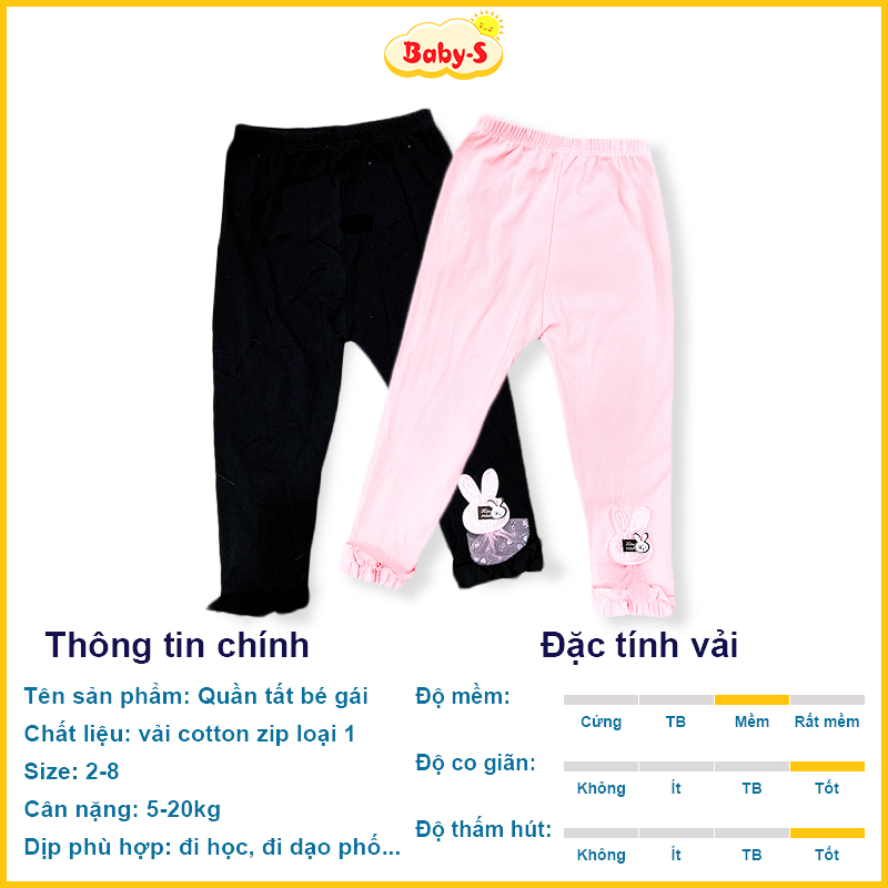 Quần tất cho bé gái 7-20kg mềm mịn Baby-S, Quần legging cho bé gái co giãn tốt họa tiết thỏ đáng yêu – SQ020