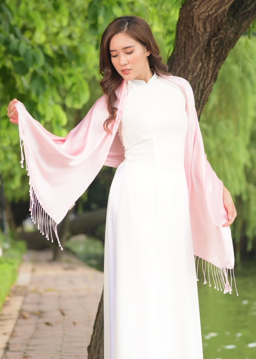 Khăn Lụa Tơ Tằm Bảo Lộc SenSilk - Hồng - 1800*550m - Quà Tặng Cho Người Phụ Nữ Thành Đạt