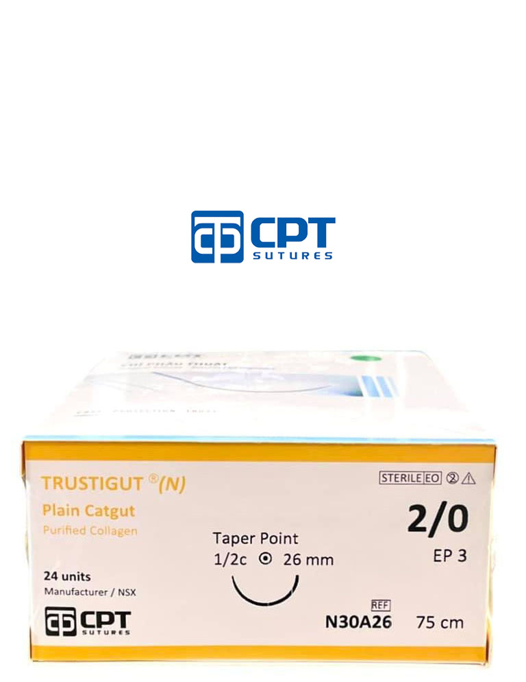 Chỉ phẫu thuật tự tiêu tan nhanh CPT Trustigut (N) Plain Catgut số 2/0 - N30A26