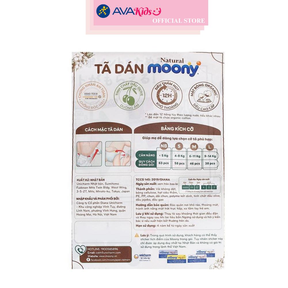 Tã dán Moony Natural size L 38 miếng (9 - 14 kg)