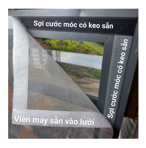 Lưới chống muỗi, có viền may sẵn và keo dán sẵn 120x200cm