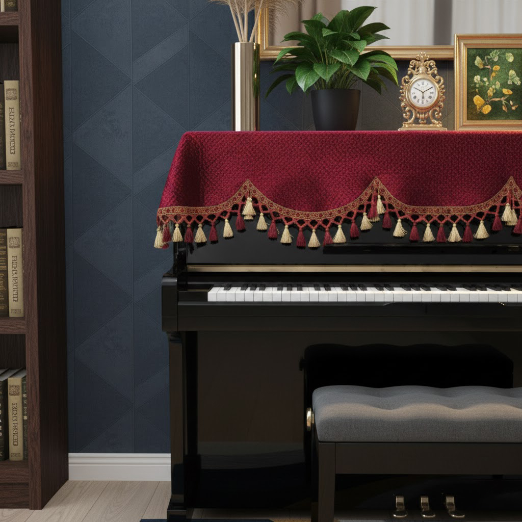 Khăn phủ đàn piano cơ đàn piano điện tử 88 phím sang trọng cổ điển trang trí giáng sinh noel năm mới Tết - Hàng chính hãng