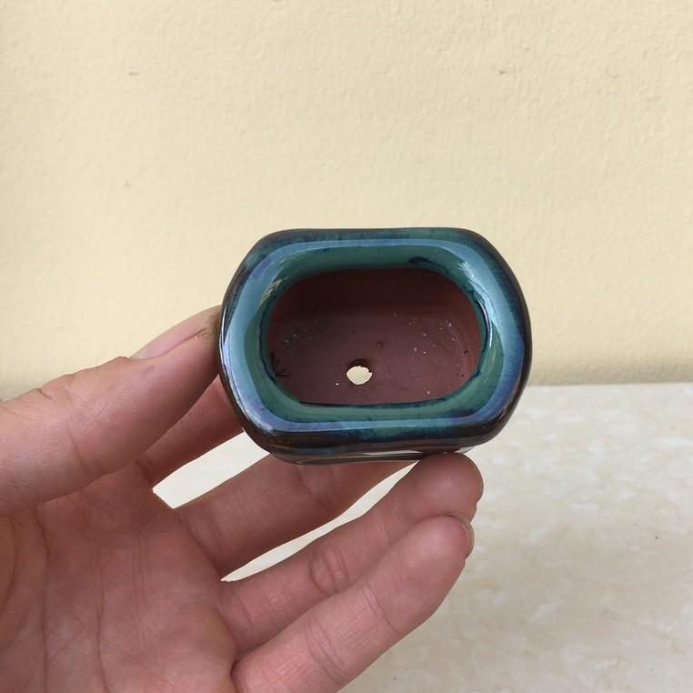 Chậu bonsai Chữ nhật siêu mini men hỏa biến gốm Bát tràng 1 size BM-49