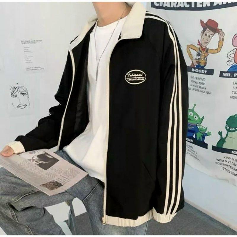 Áo khoác Dù 2 lớp in logo Ulzzang unisex Couple ,Áo Gió Bomber Jacket sọc phối màu form rộng kiểu Hàn quốc