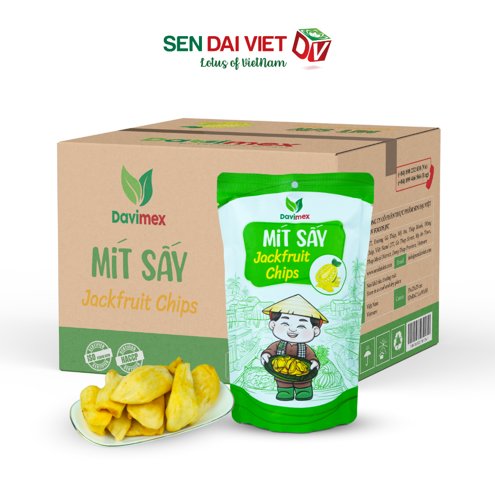 Mít Sấy Giòn- Thức ăn sạch cho sức khỏe, Hương Vị Tự Nhiên, Thơm Ngon Toàn Diện, ĐV- Sen Đại Việt- Gói 35g- Date Mới Nhất