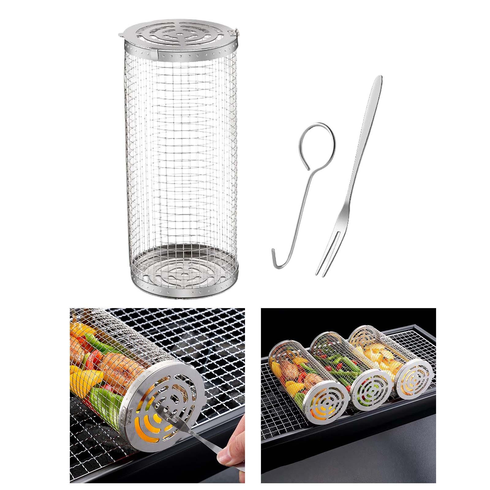 Rolling Grill Basket Easy Clean Grill Grate for Peanut Beans small