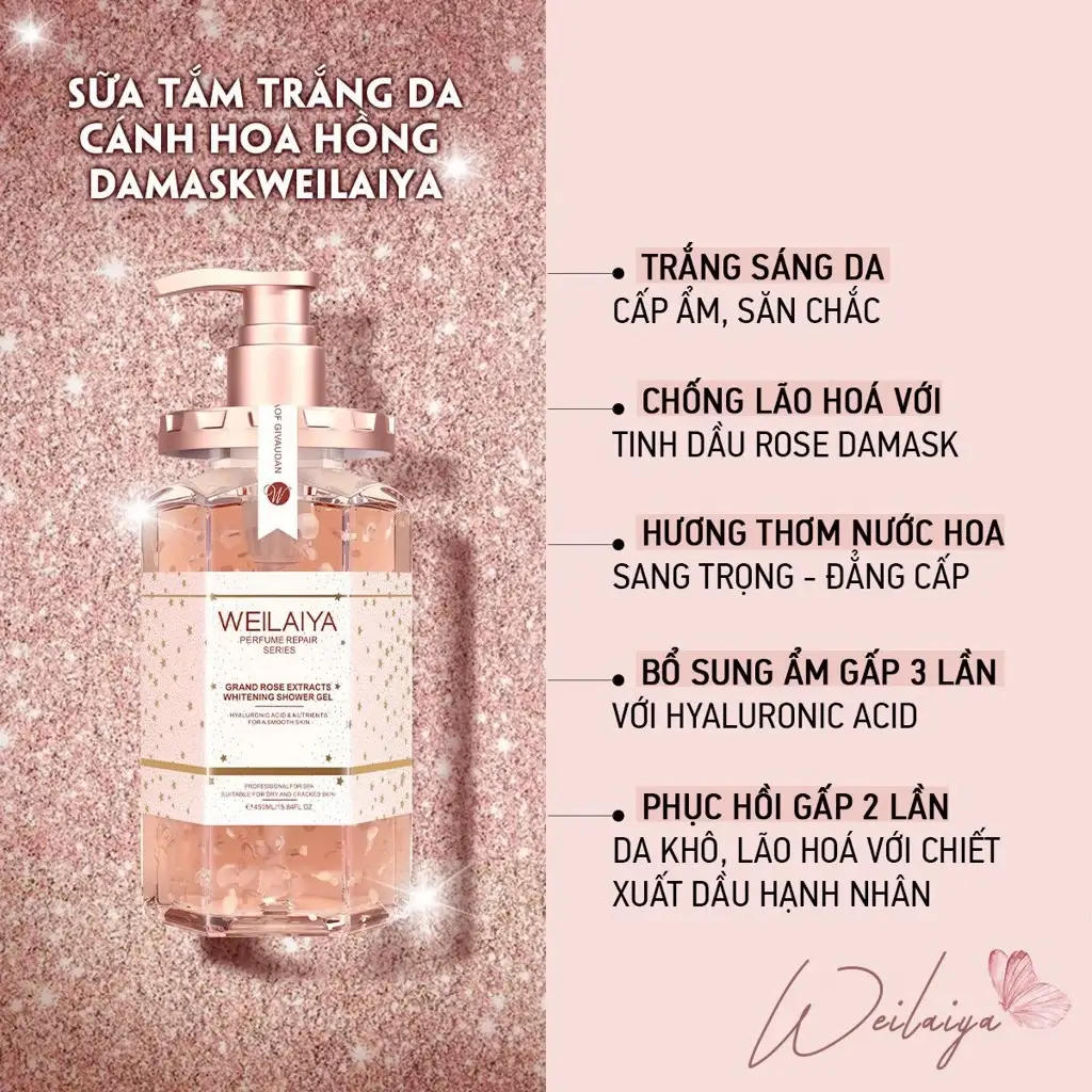 Set quà tặng gồm Cặp gội xả gừng xanh nguyên chất và Sữa tắm trắng da Weilaiya Tặng Minisize dầu gôi thượng lưu - Gói hộp quà sang trọng