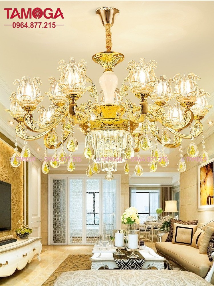 Đèn chùm cổ điển trang trí phòng khách TAMOGA 8038 phong cách Châu Âu