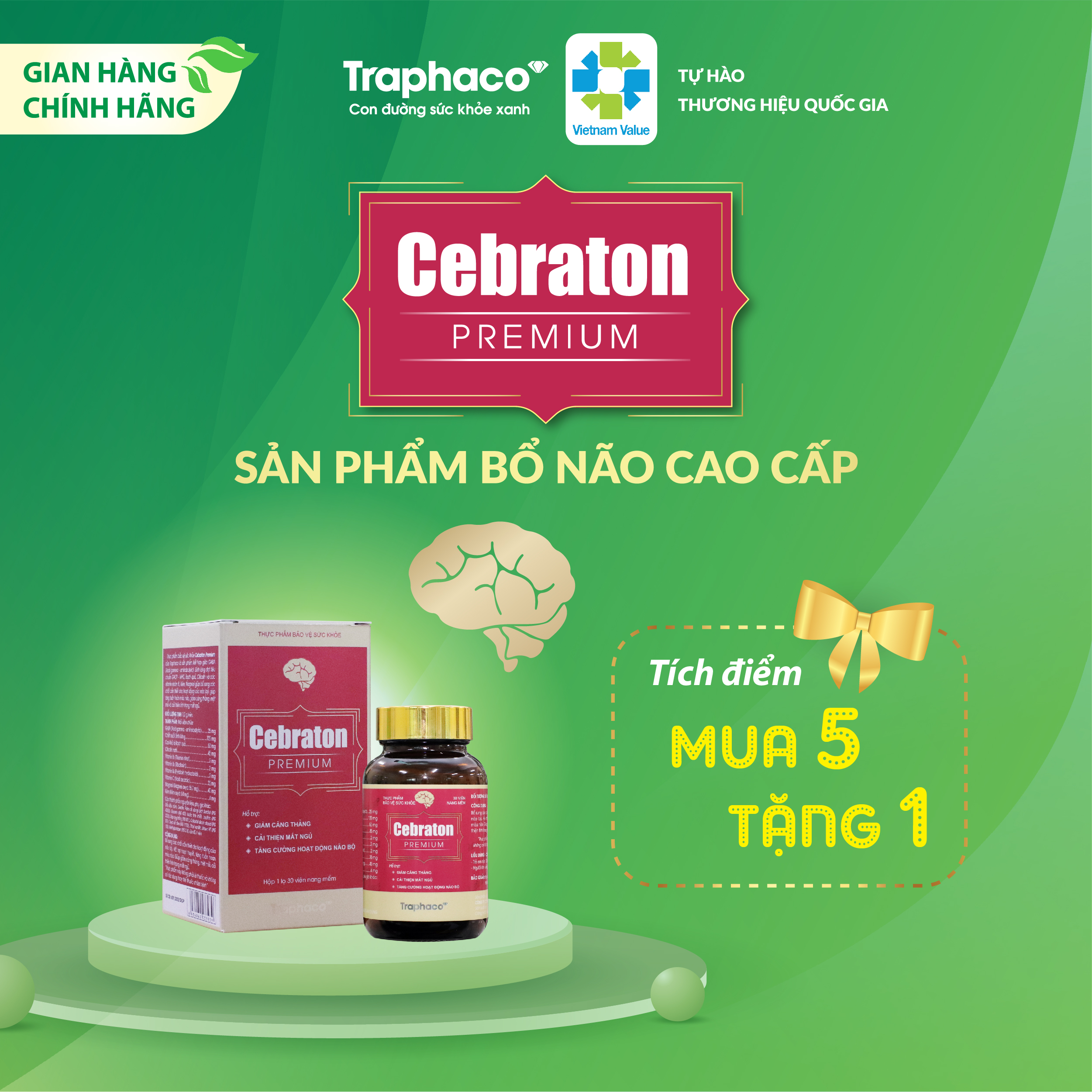 CEBRATON PREMIUM - GIẢM CĂNG THẲNG, ĐAU ĐẦU, CẢI THIỆN MẤT NGỦ, TĂNG TẬP TRUNG