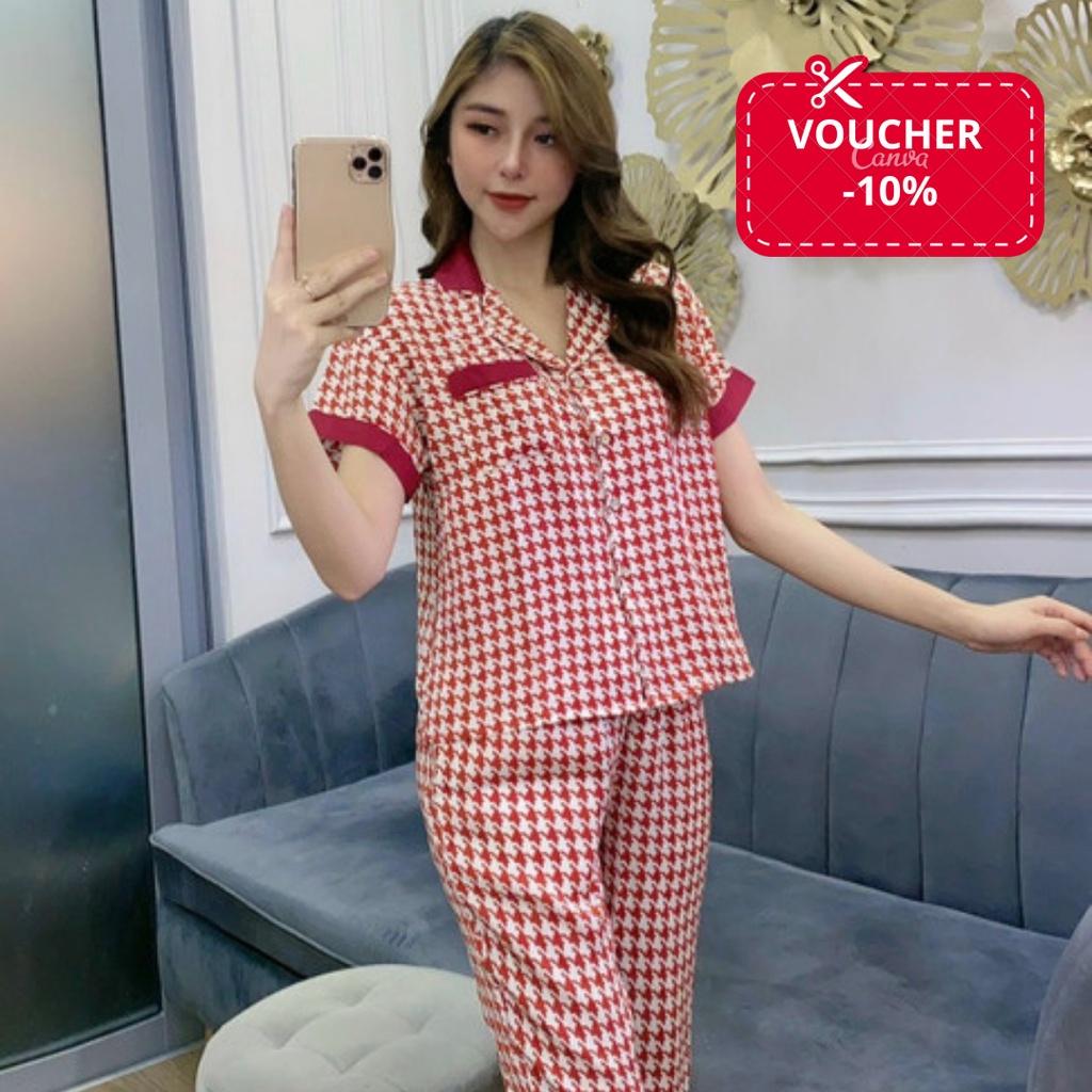 Đồ Bộ Mặc Nhà Pijama Nữ Tay Ngắn Cao Cấp - Đồ Ngủ Lụa SXH2127