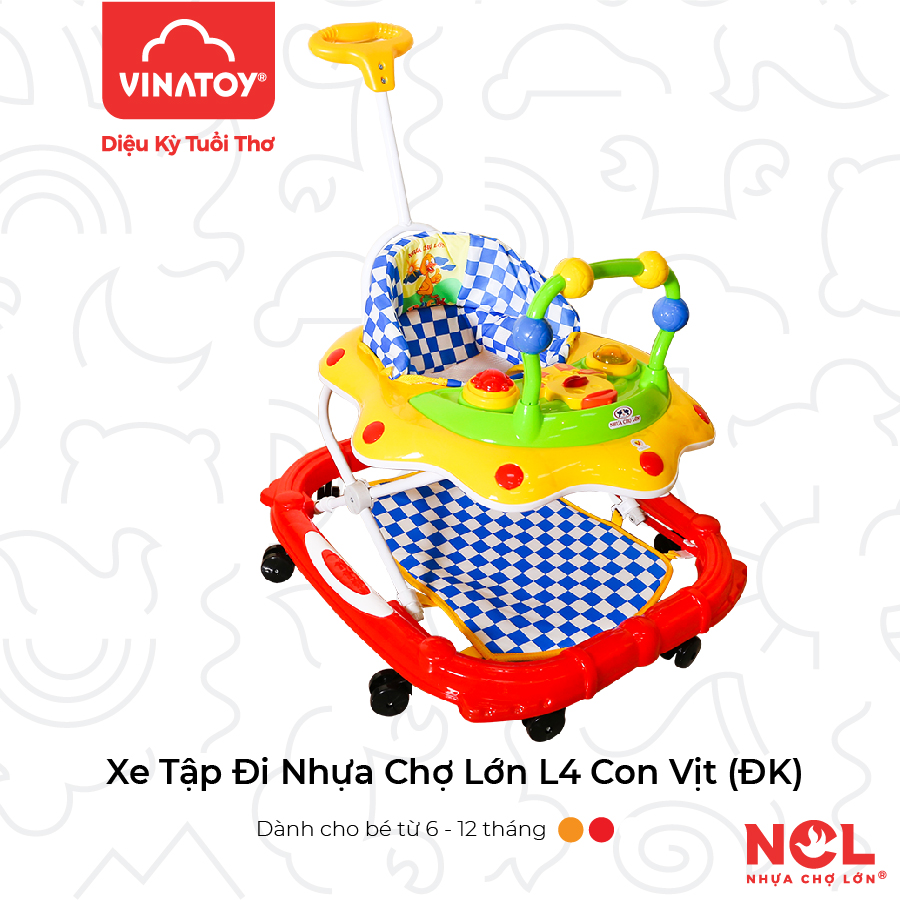 Xe Tập Đi Nhựa Chợ Lớn L4 Con Vịt ĐK (Không nhạc) - Dành Cho Bé Từ 6 - 12 Tháng - M1629A-XTĐ - Giao màu ngẫu nhiên