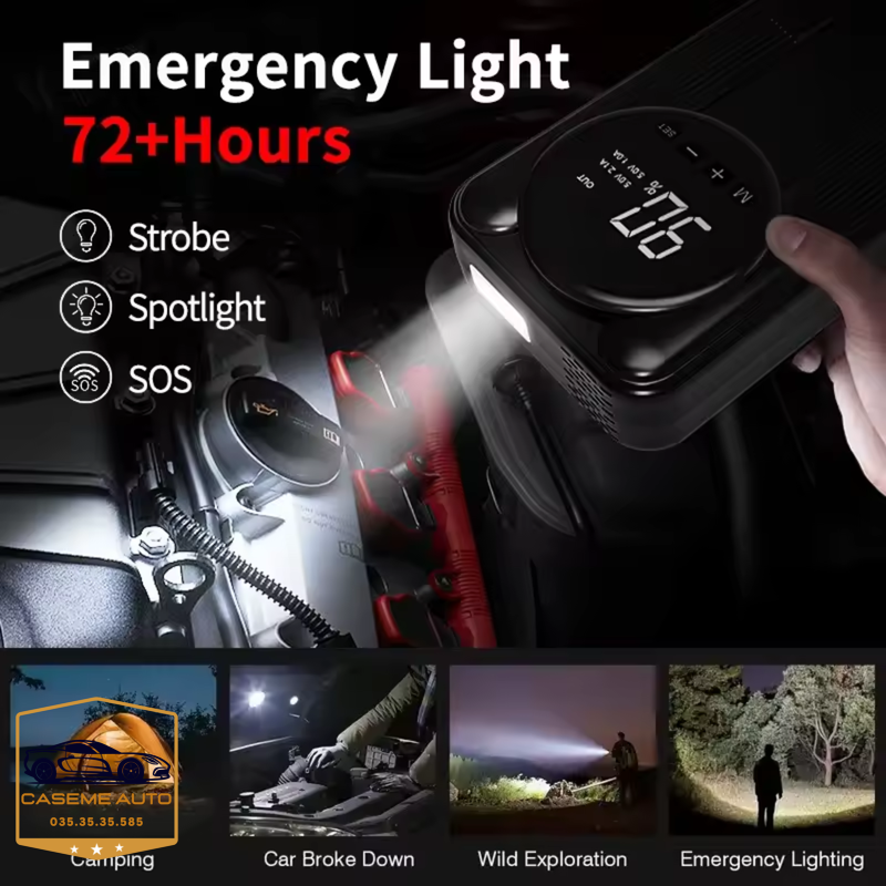 Bơm Lốp Kiêm Kích Bình Ô Tô, Xe Máy SOULOR CYD14 129000mAh Đa Năng – Sạc Dự Phòng, Đèn Pin, Bơm Siêu Tốc - Hàng chính hãng