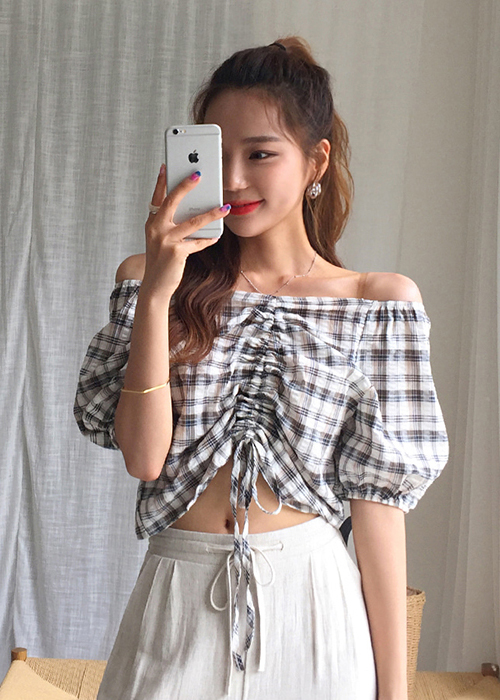 Áo Sơ Mi Trễ Vai Caro