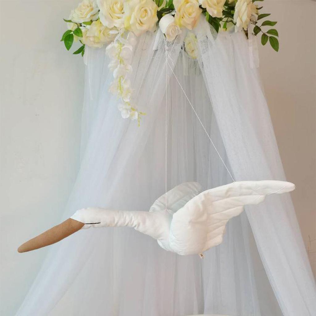 Linen Swan Plush Toy Nursery Room Decor Ceiling Kids Bedroom Ornament White