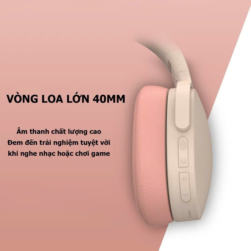 Tai nghe chụp tai bluetooth không dây âm Bass sâu trầm ấm có mic đàm thoại chống ồn, độ trễ cực thấp, gập gọn chơi game - Hàng chính hãng