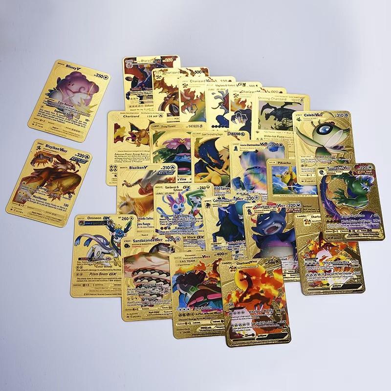 Bộ Sưu Tập Thẻ Bài Pokemon Bằng Kim Loại Màu Vàng/Bạc/Đen/Đen GX Energy Card Charizard Pikachu Cho Bé Trai Super Funny Pokemon Collection Gold&Silevr&Black