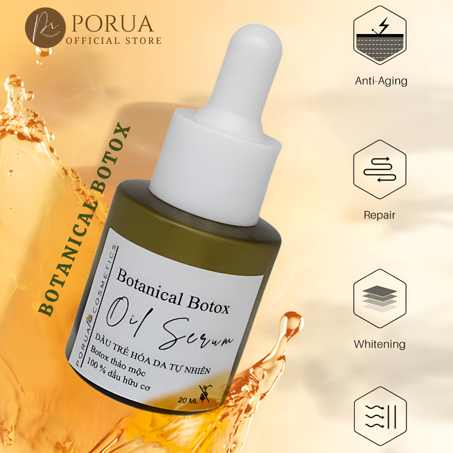 Dầu dưỡng trẻ hoá da tự nhiên PORUA 20ml săn chắc da mặt sáng mịn chống lão hoá căng da hạn chế nếp nhăn