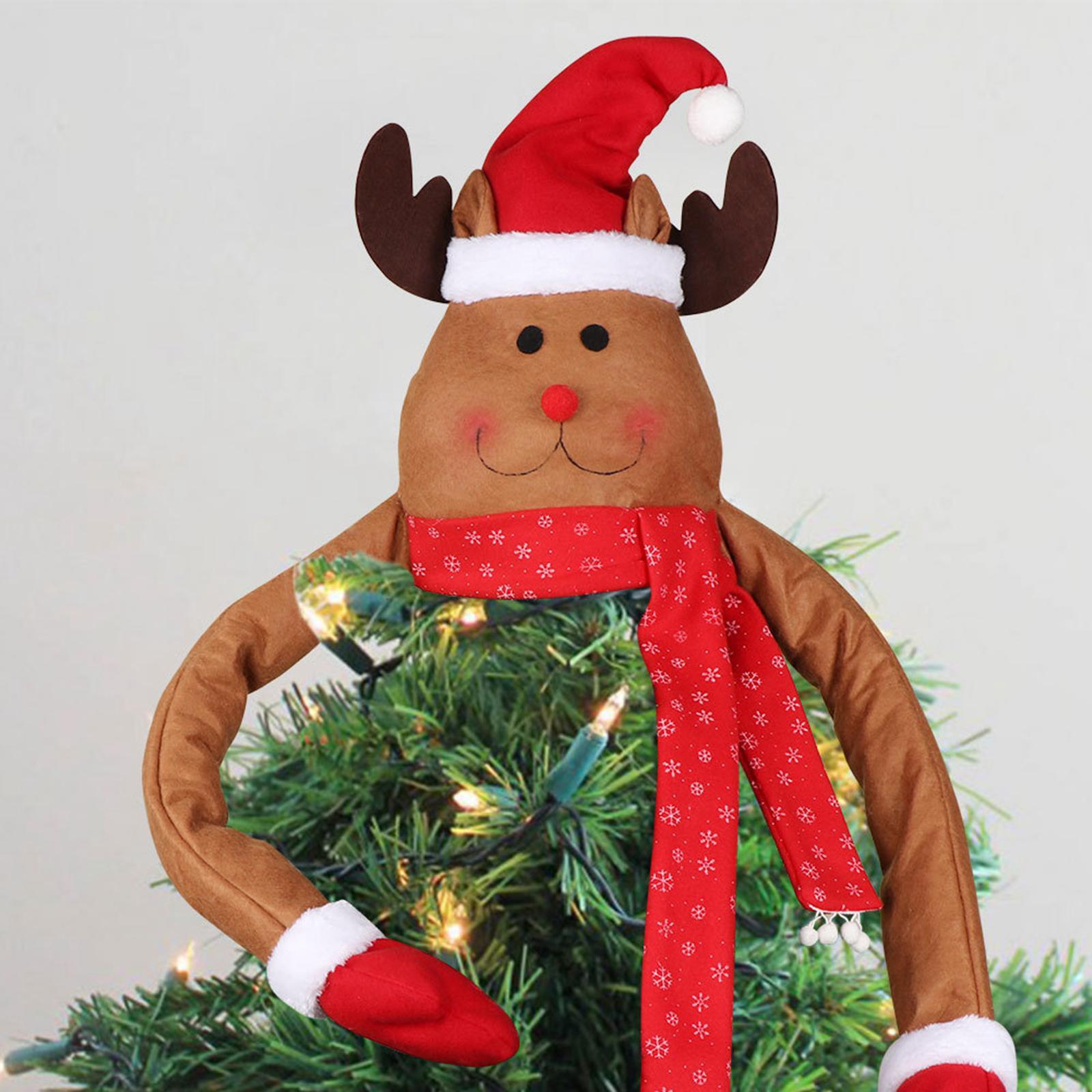 Holiday Topper Elk Tree Top Doll Hat Decoration Ornament for Home Party Festival Holiday