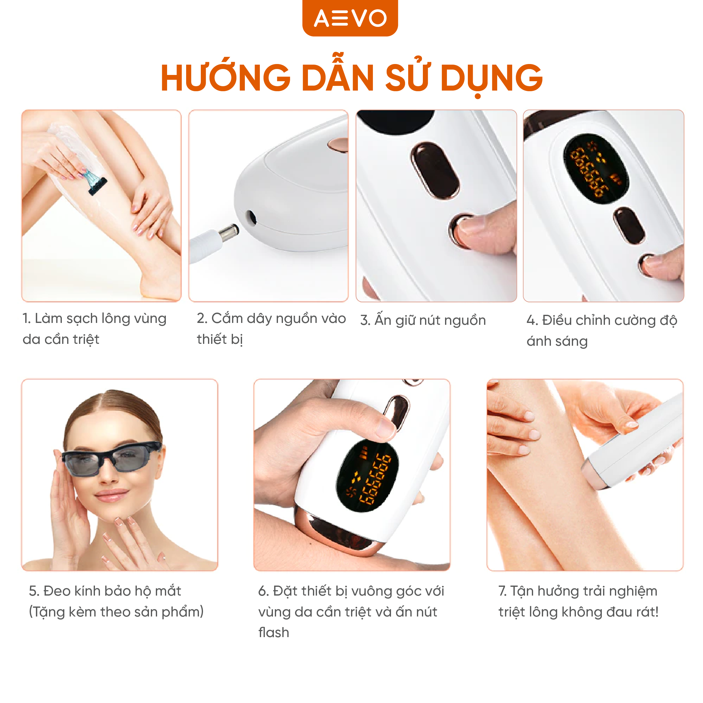 Máy Máy Triệt Lông AEVO Hair Removal Handset Triệt Lông Vĩnh Viễn Đơn Giản Tại Nhà [Bảo hành 12 tháng]