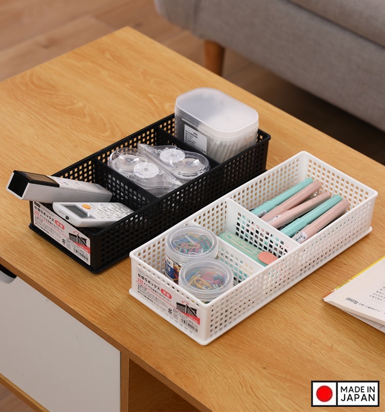 Rổ chữ nhật đựng đồ 03 ngăn, vách rời L - Hàng Nội Địa Nhật Bản nhập khẩu
